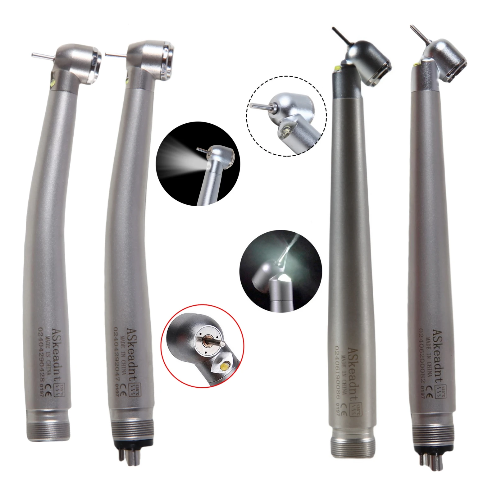 ASK Dental High Speed Handpiece LED E-generator Surgical 45/90 Degree Turbine 2/4Hole Push Button Fit KAVO NSK Style