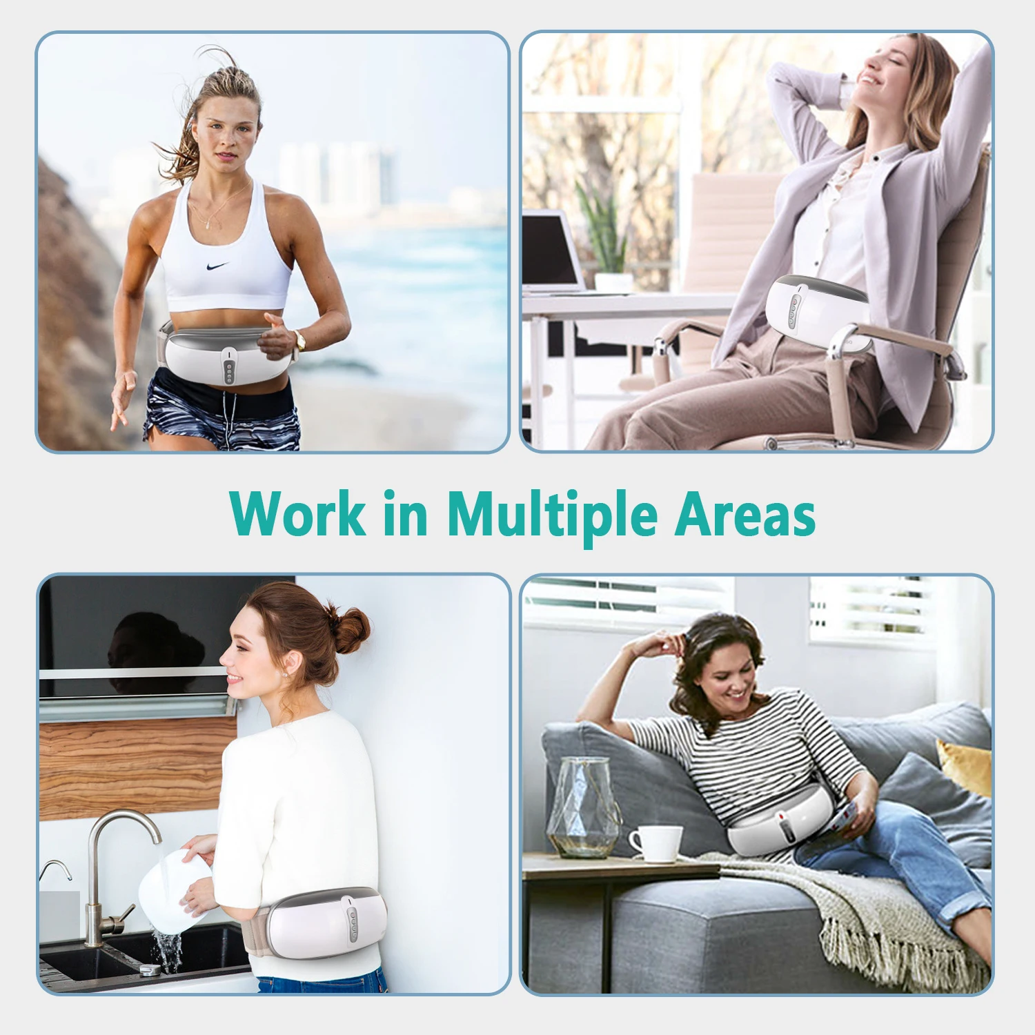 Wireless Slimming Belt Abdominal Massager Portable Weight Loss Machine with 4 Vibration Massage Modes Heating for Belly Abdomen
