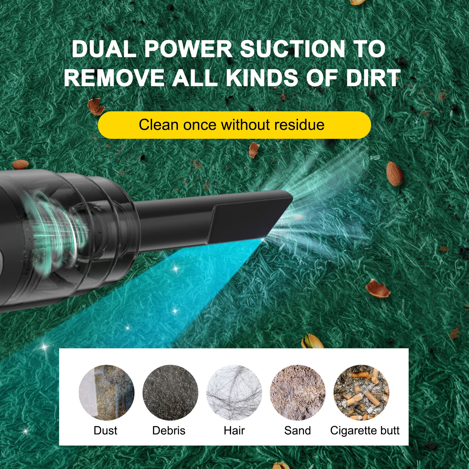 ABS Home Appliance Portable Powerful Handheld Vacuum Cleaner, Long Battery Life Suitable for Cleaning Car and Home Debris