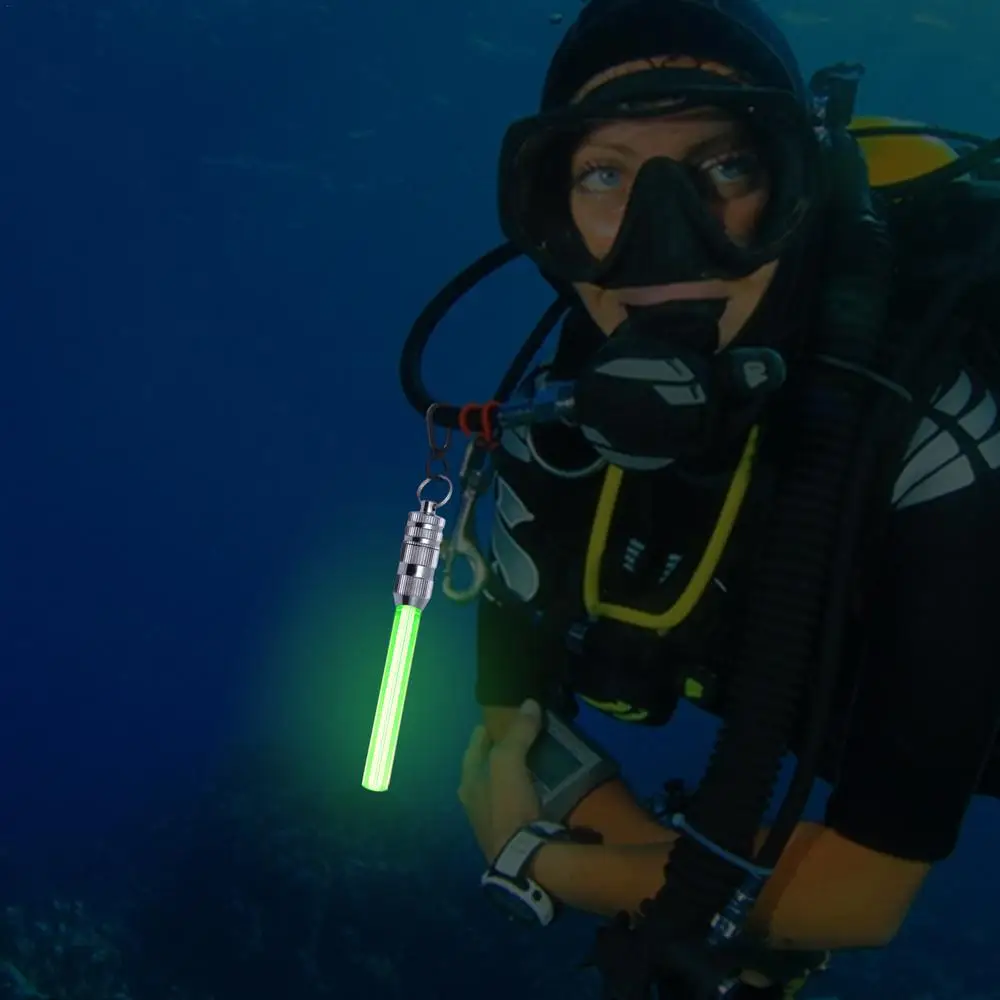Scuba Diving Flashlight Waterproof Underwater Light With Clip 2 Modes LED Light Stick Dive Light Constant On And Flashing 50hrs