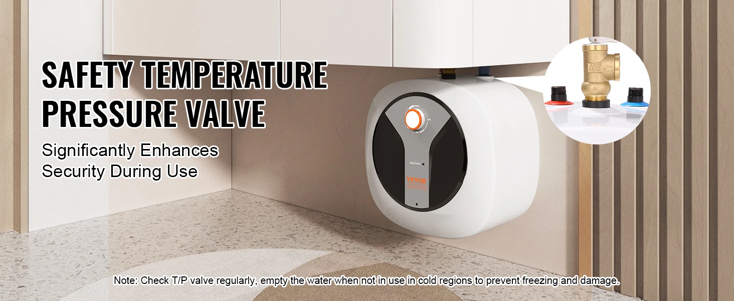 SucceBuy Electric Mini-Tank Water Heater 1440W Hot Water Boiler Storage for Kichen Bathroom Restaurant Shelf Wall Floor Mounted
