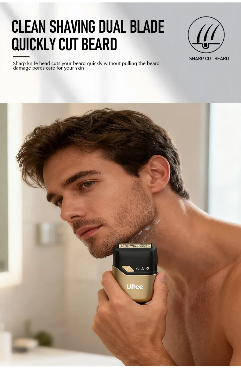 Ufree Electric Razor for Men, Foil Shaver with 2 Foil Heads, Home Appliance Electric Shaver, Wet Dry Cordless Razor, Chargeable