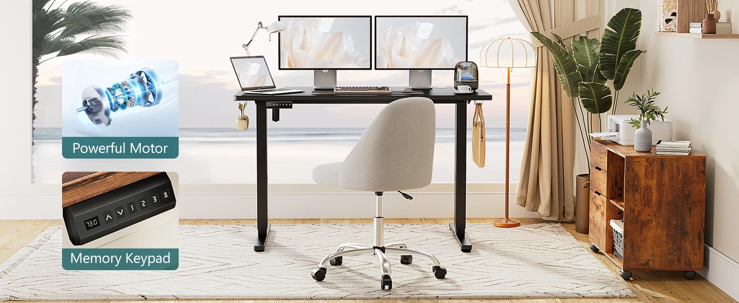 JHK Electric Adjustable Height Standing Computer Desk Ergonomic Sit Stand Up Down Computer Table Workstation For Home Office