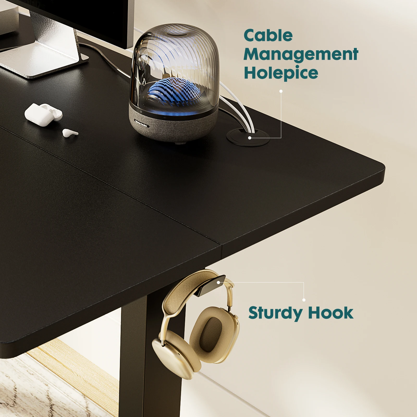 JHK Electric Adjustable Height Standing Computer Desk Ergonomic Sit Stand Up Down Computer Table Workstation For Home Office