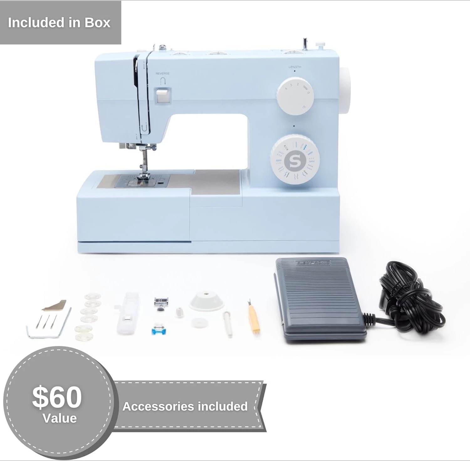 Heavy Duty 4423 Meltwater Blue High Speed Sewing Machine with Accessory Kit | Strong Motor With Enhanced Piercing Power