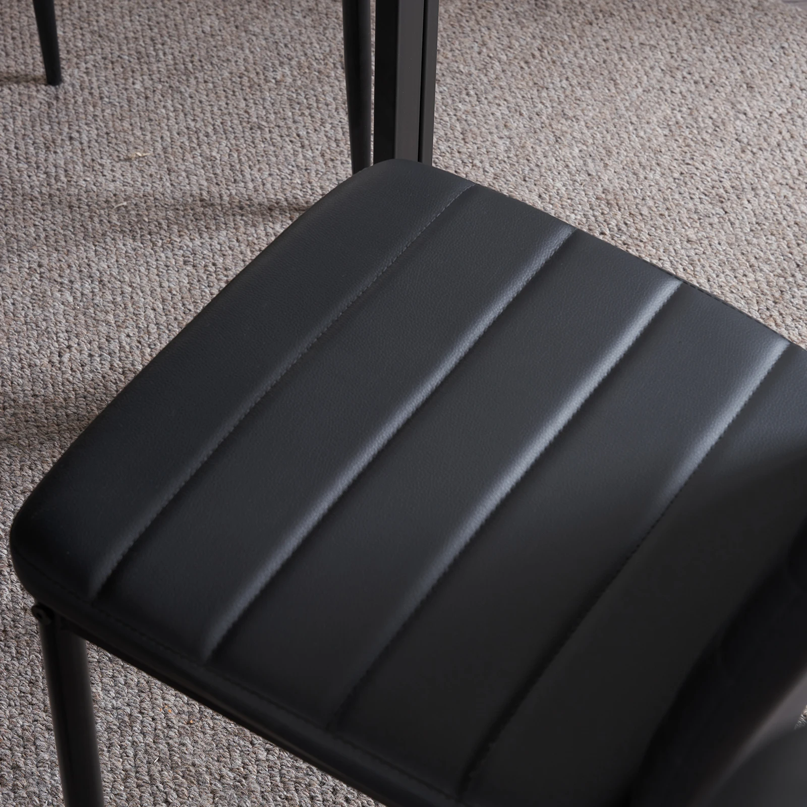 L Super Stable 4-Pieces Black Dining Chairs Texture High Backrest Dining Chairs For Dining Room