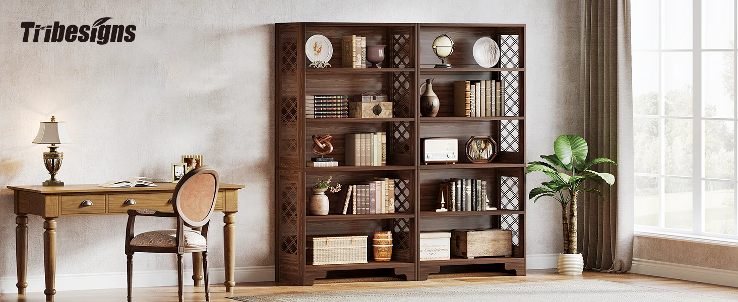 Tribesigns 6-Tier Bookcase, 71 Inches Industrial Bookshelves and Bookcases, Floor Standing 5 Shelf Display Storage Shelves