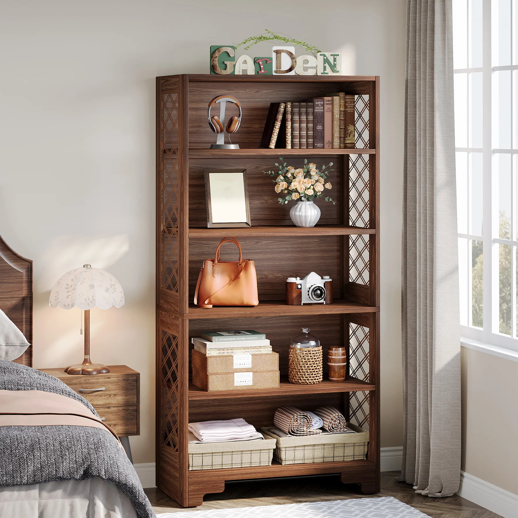 Tribesigns 6-Tier Bookcase, 71 Inches Industrial Bookshelves and Bookcases, Floor Standing 5 Shelf Display Storage Shelves