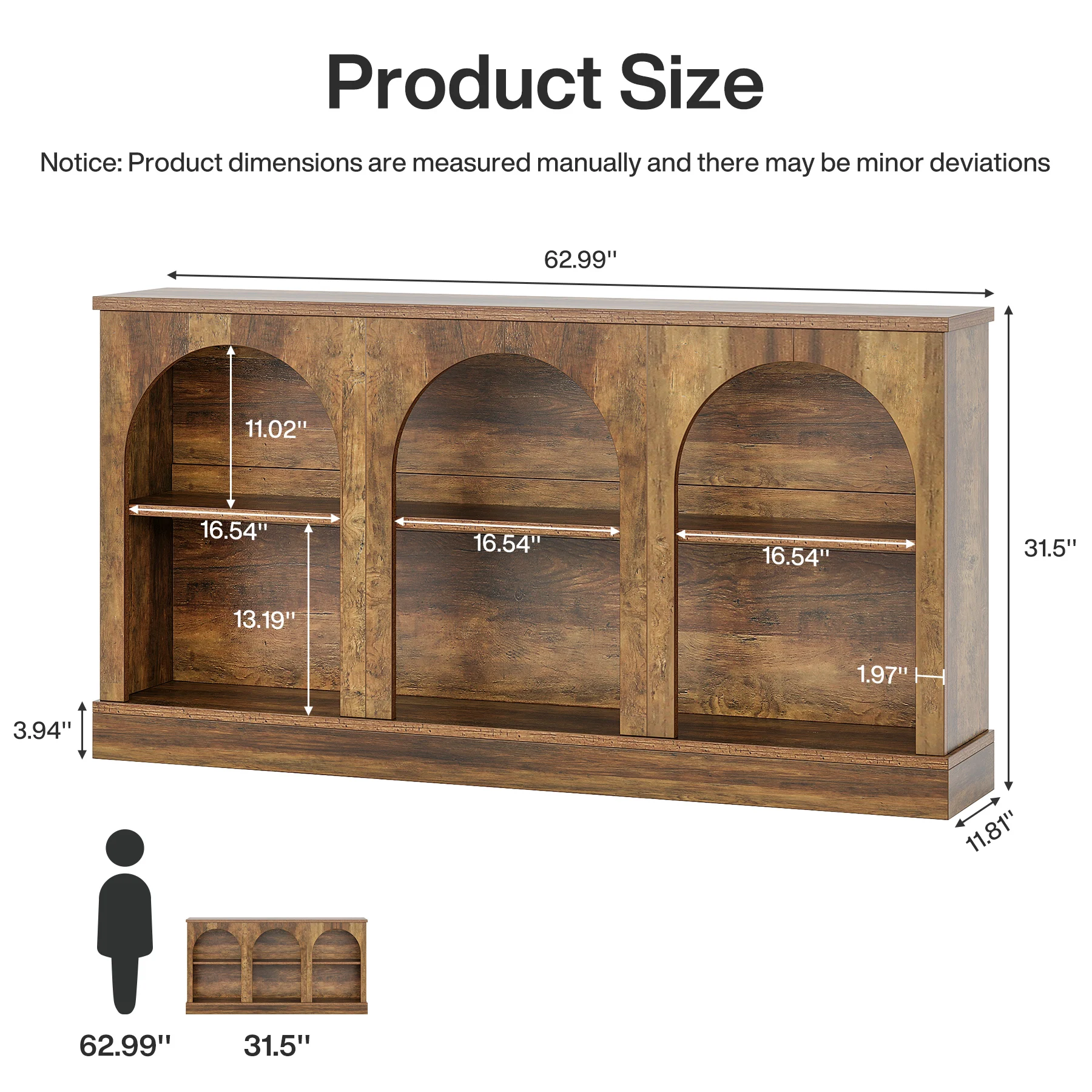 Tribesigns Farmhouse Console Table, 63-Inch Long Entryway Table with 3 Tier Storage, Wooden Rectangular Sofa Table