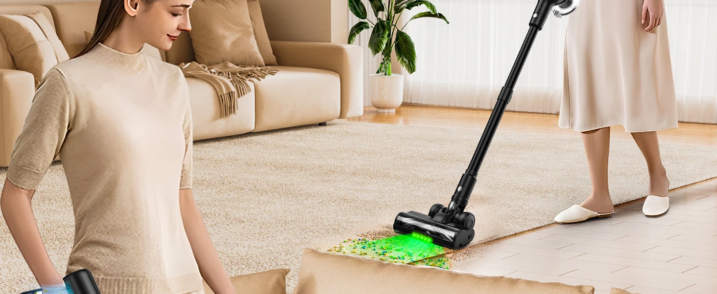 Cordless Vacuum Cleaner, 55Kpa/55Mins Vacuum Cleaners for Home, Anti-tangle Stick Vacuum with Self-Standing, Wall Mount Charging
