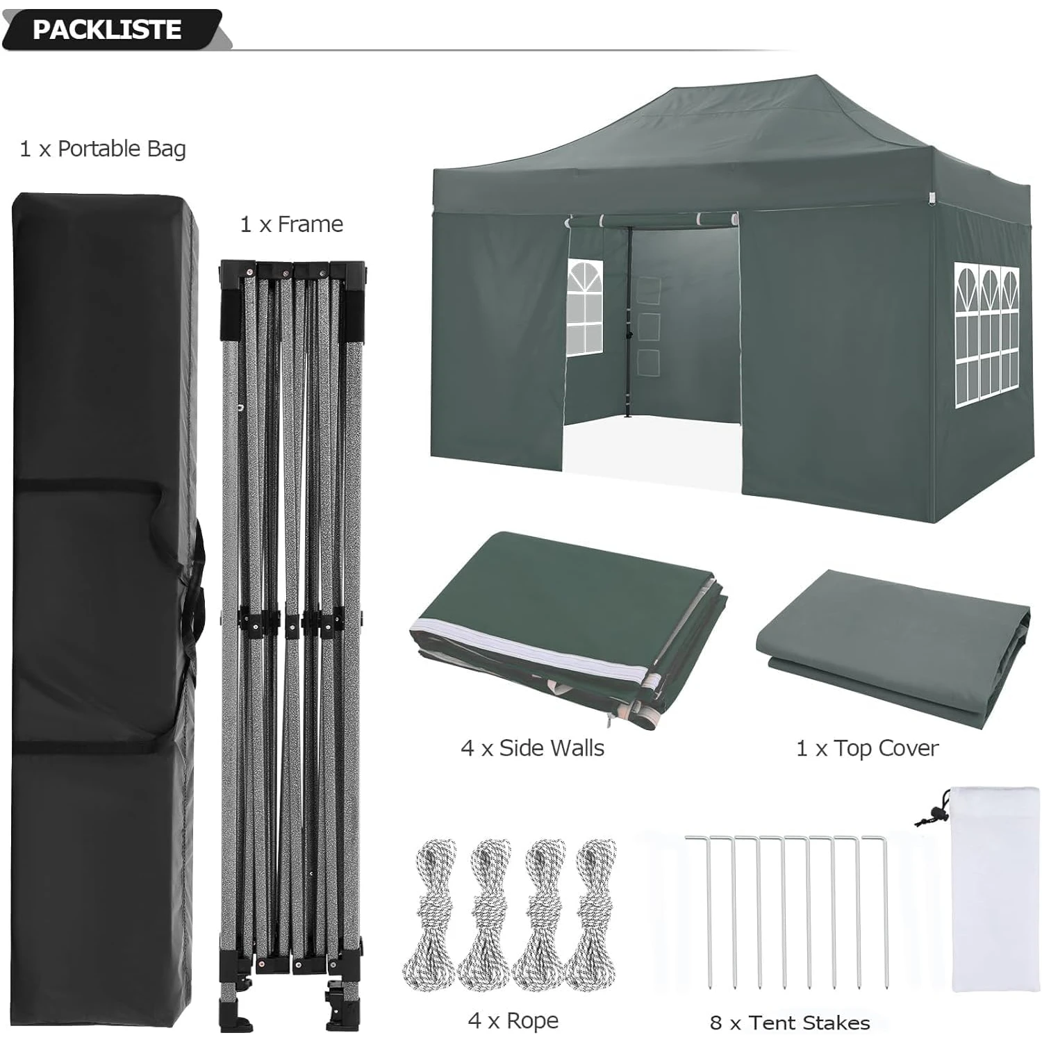 10x15 FT Pop Up Canopy Tent with Removable Sidewalls, Heavy Duty Foldable Ez Up Canopy,Frame Steel Waterproof UPF50+ Outdoor Instant Gazebo for Party Wedding Backyard Patio Event, Portable with Carry Bag & Sand Bags Windproof Commercial Shelter