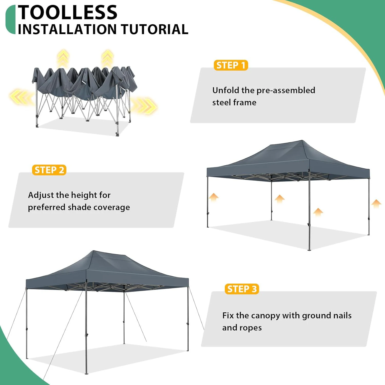 10x15 FT Pop Up Canopy Tent with Removable Sidewalls, Heavy Duty Foldable Ez Up Canopy,Frame Steel Waterproof UPF50+ Outdoor Instant Gazebo for Party Wedding Backyard Patio Event, Portable with Carry Bag & Sand Bags Windproof Commercial Shelter