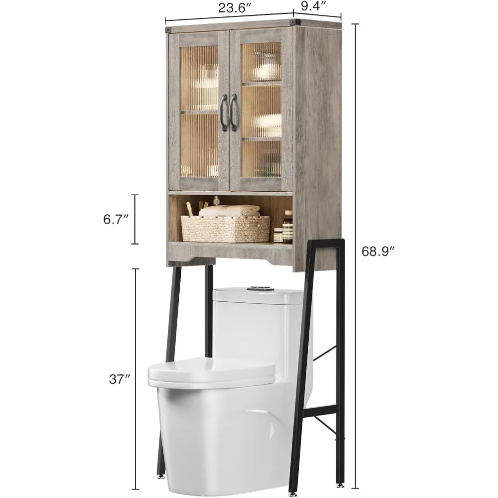 space-saving metal stand bathroom organizer with tempered glass door storage cabinet and adjustable shelves