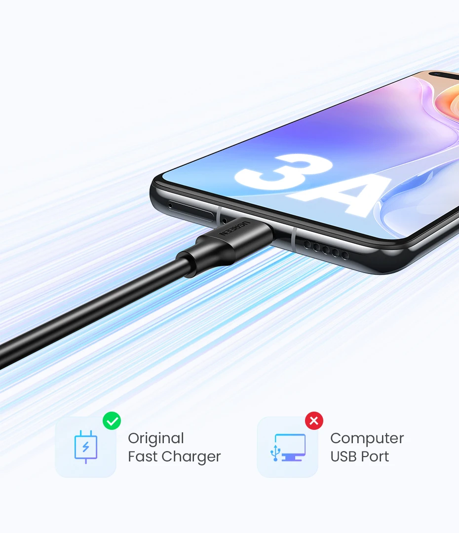UGREEN USB-A to Type-C Cable for iPhone 17/16 Samsung S26/25/24 Xiaomi Pixel LG USB2.0 Data Cable 3A 18W Charging Cable 0.25-3M