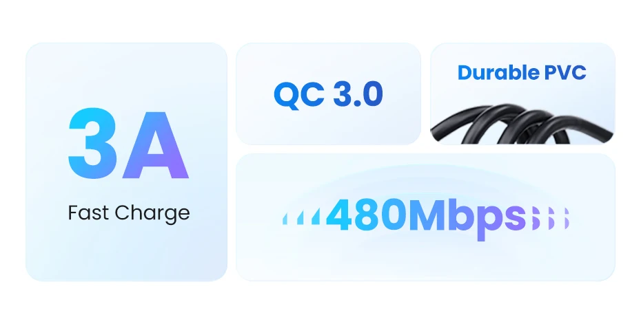 UGREEN USB-A to Type-C Cable for iPhone 17/16 Samsung S26/25/24 Xiaomi Pixel LG USB2.0 Data Cable 3A 18W Charging Cable 0.25-3M