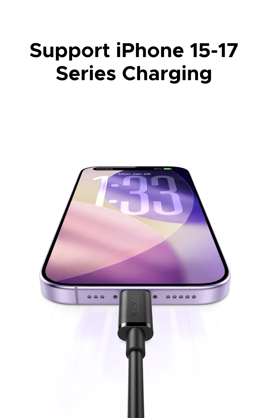 UGREEN USB-A to Type-C Cable for iPhone 17/16 Samsung S26/25/24 Xiaomi Pixel LG USB2.0 Data Cable 3A 18W Charging Cable 0.25-3M