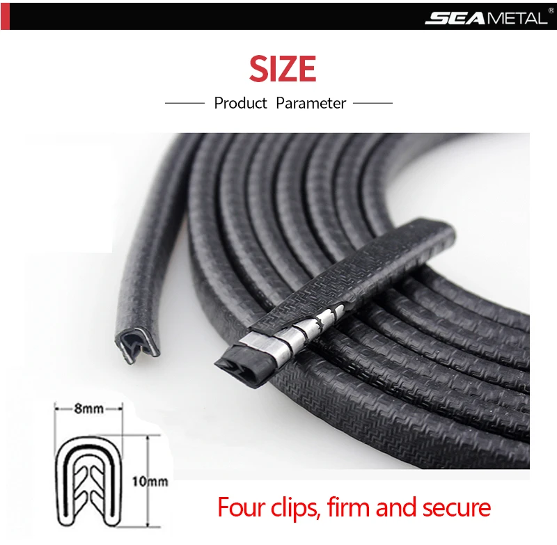 Car Door Edge Protector Universal Auto Door Guard Protective Strips Universal Automobiles Doors Trunk Hood Seal Sealant Strip