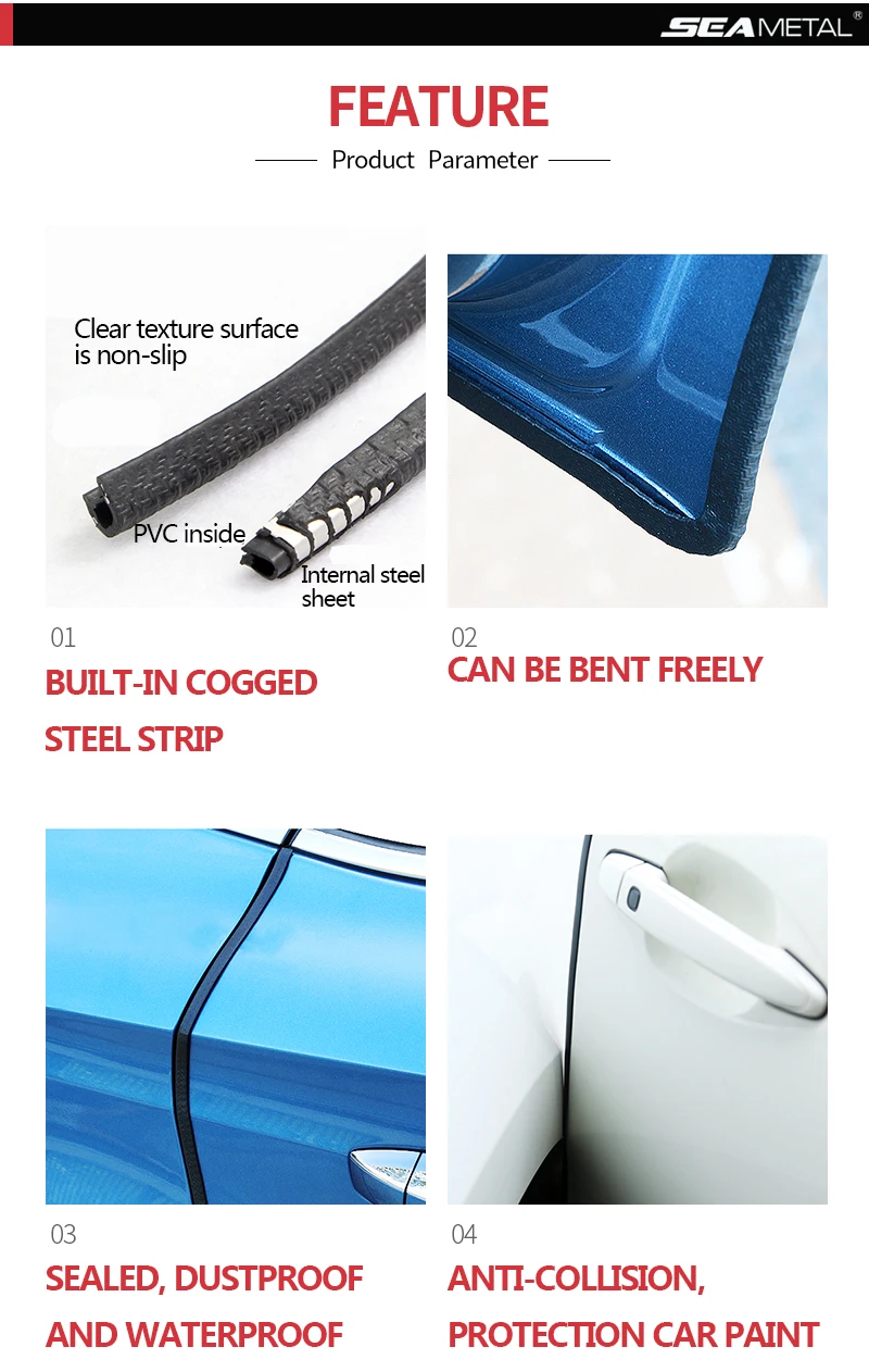 Car Door Edge Protector Universal Auto Door Guard Protective Strips Universal Automobiles Doors Trunk Hood Seal Sealant Strip