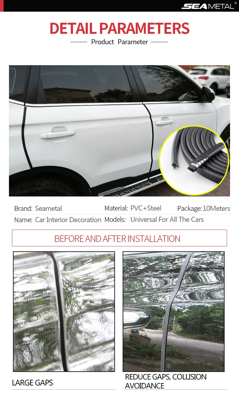 Car Door Edge Protector Universal Auto Door Guard Protective Strips Universal Automobiles Doors Trunk Hood Seal Sealant Strip