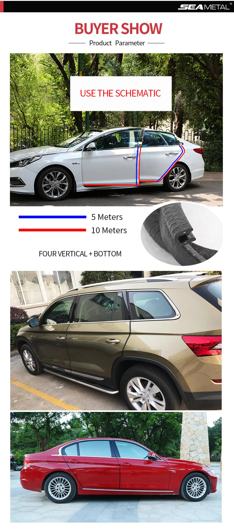 Car Door Edge Protector Universal Auto Door Guard Protective Strips Universal Automobiles Doors Trunk Hood Seal Sealant Strip