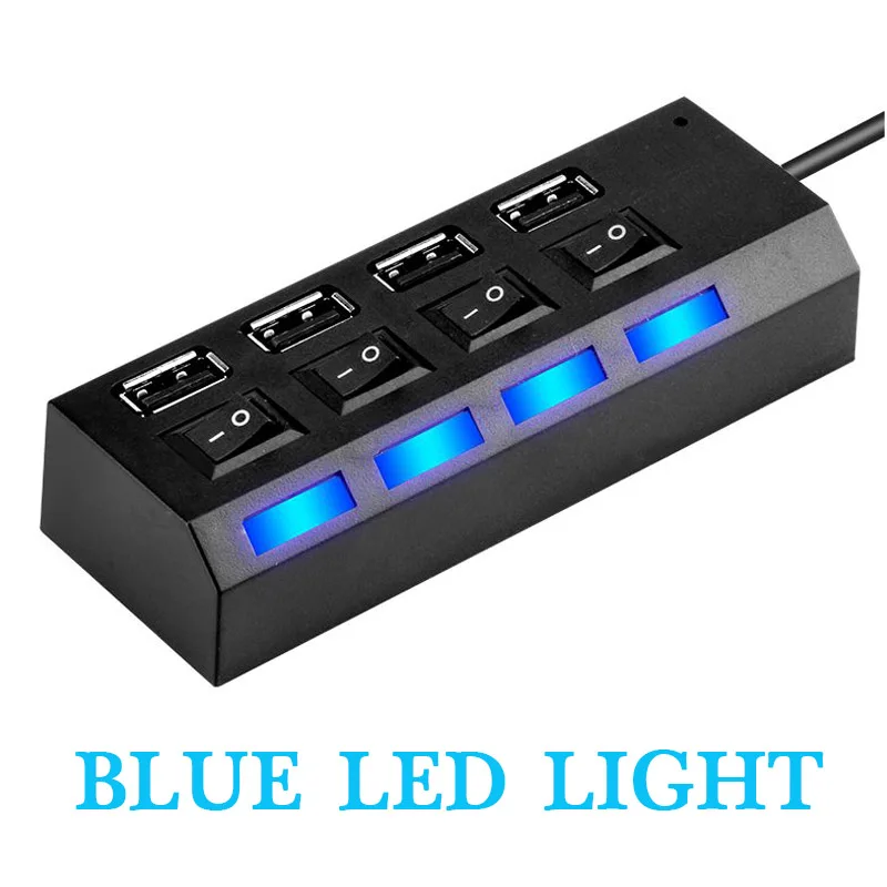 High Speed 4/7 Ports USB HUB 2.0 Adapter Expander Multi USB Splitter Multiple Extender with LED Lamp Switch for PC Laptop