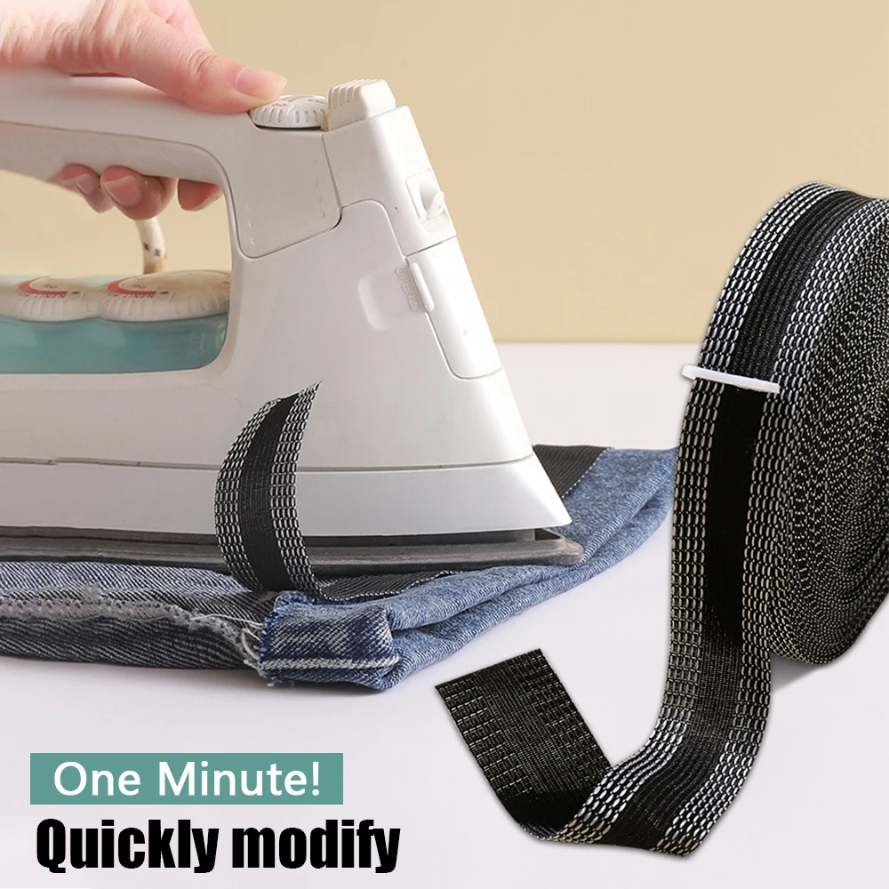 1-10M Self-Adhesive Pants Hem Paste Tape Trouser Edge Paste Iron-on Pant Shorten Repair Jean Hemming Tape For DIY Sewing Fabric