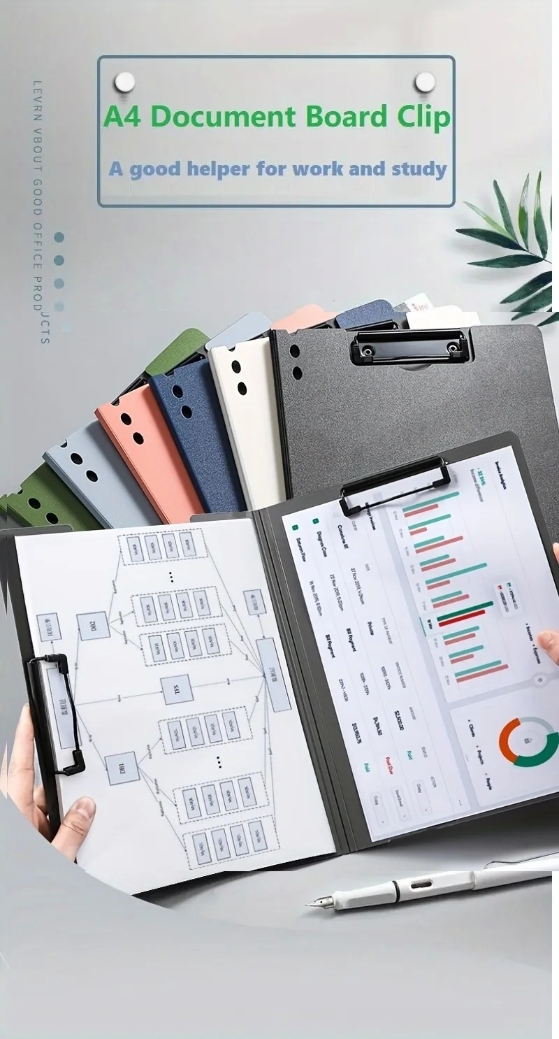 1pc A4 File Folders, Documents Organizer, Clipboard With Cover, Paper Folder For Business & School, Stationery & Office Supplies