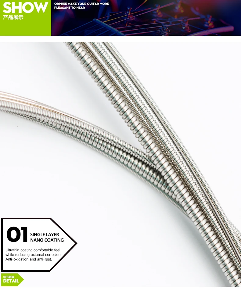 Orphee Electric Guitar Strings Set RX Series Hexagonal Carbon Steel 6 String for Electric Guitar Accessories Practice Use