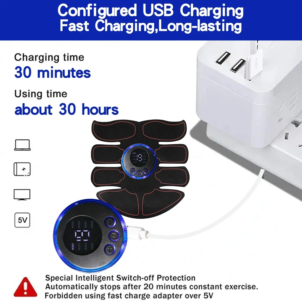 8 Modes EMS Wireless Muscle Stimulator Fitness Trainer ABS Abdominal Electric Weight Loss Body Slimming Massageador USB Charging