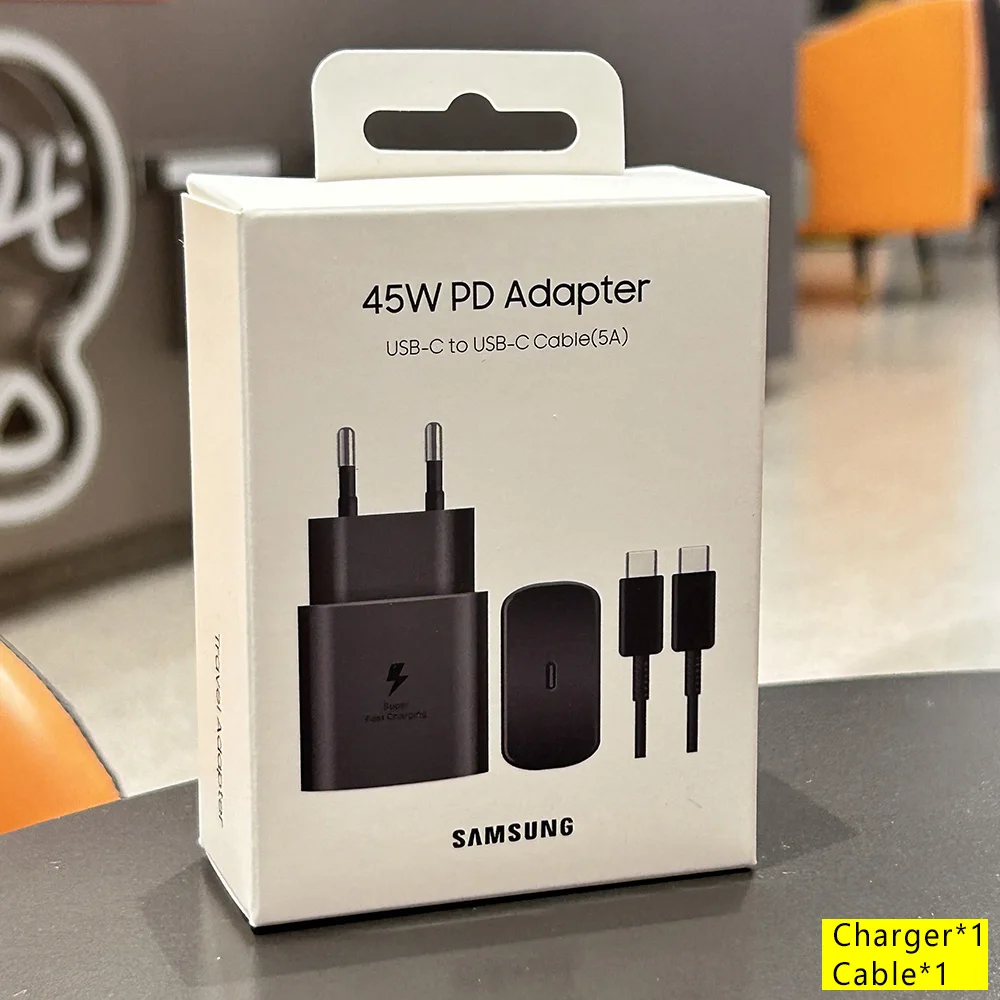 Samsung 45W PD Charger Super Fast Charging For Galaxy S25 Ultra Plus FE S24 S23 S22 A56 A55 A36 A17 EU Adapter 5A Type C Cable