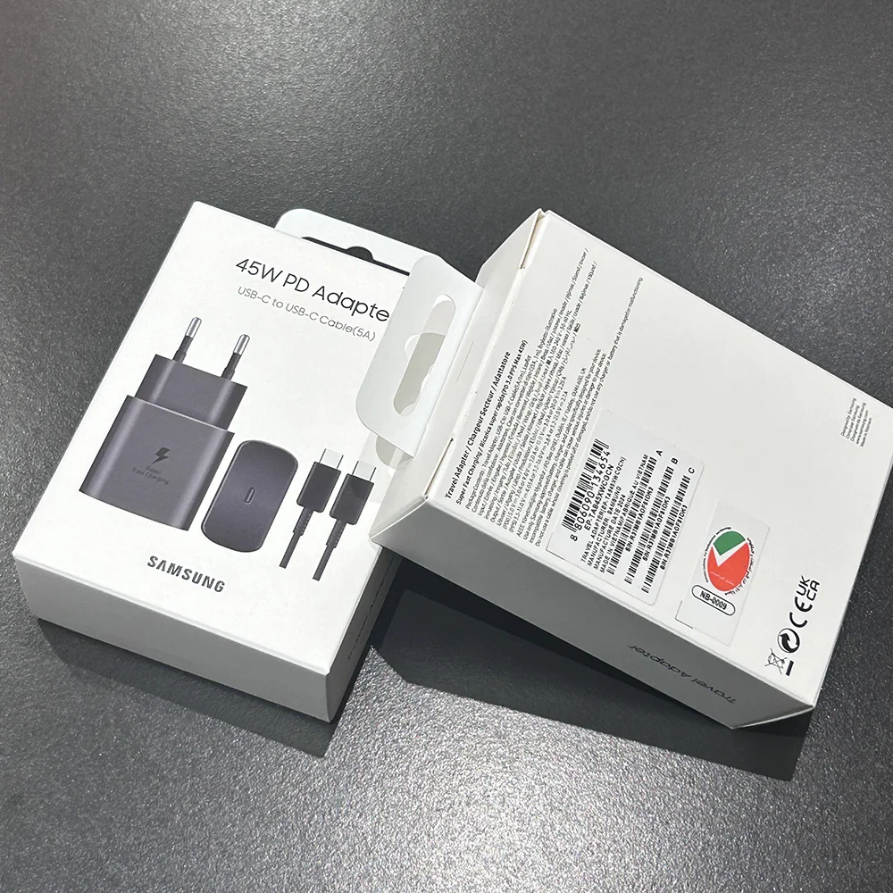 Samsung 45W PD Charger Super Fast Charging For Galaxy S25 Ultra Plus FE S24 S23 S22 A56 A55 A36 A17 EU Adapter 5A Type C Cable