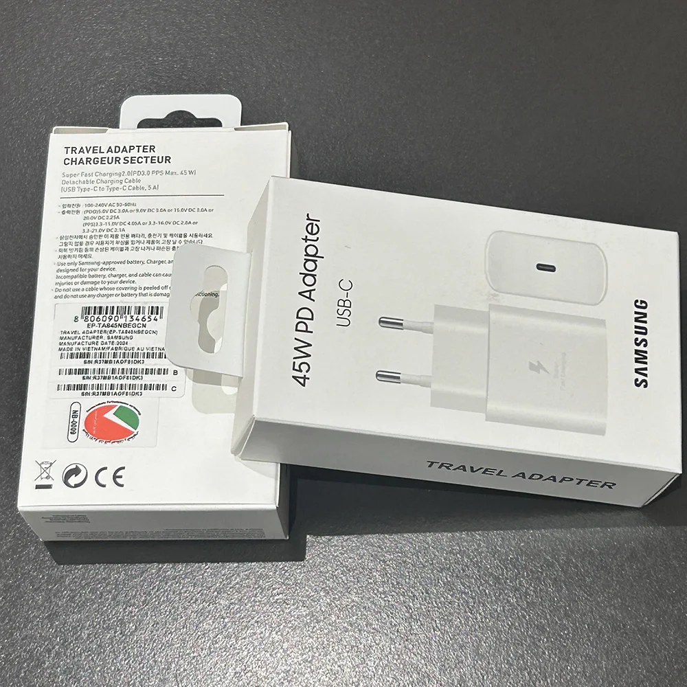 Samsung 45W PD Charger Super Fast Charging For Galaxy S25 Ultra Plus FE S24 S23 S22 A56 A55 A36 A17 EU Adapter 5A Type C Cable
