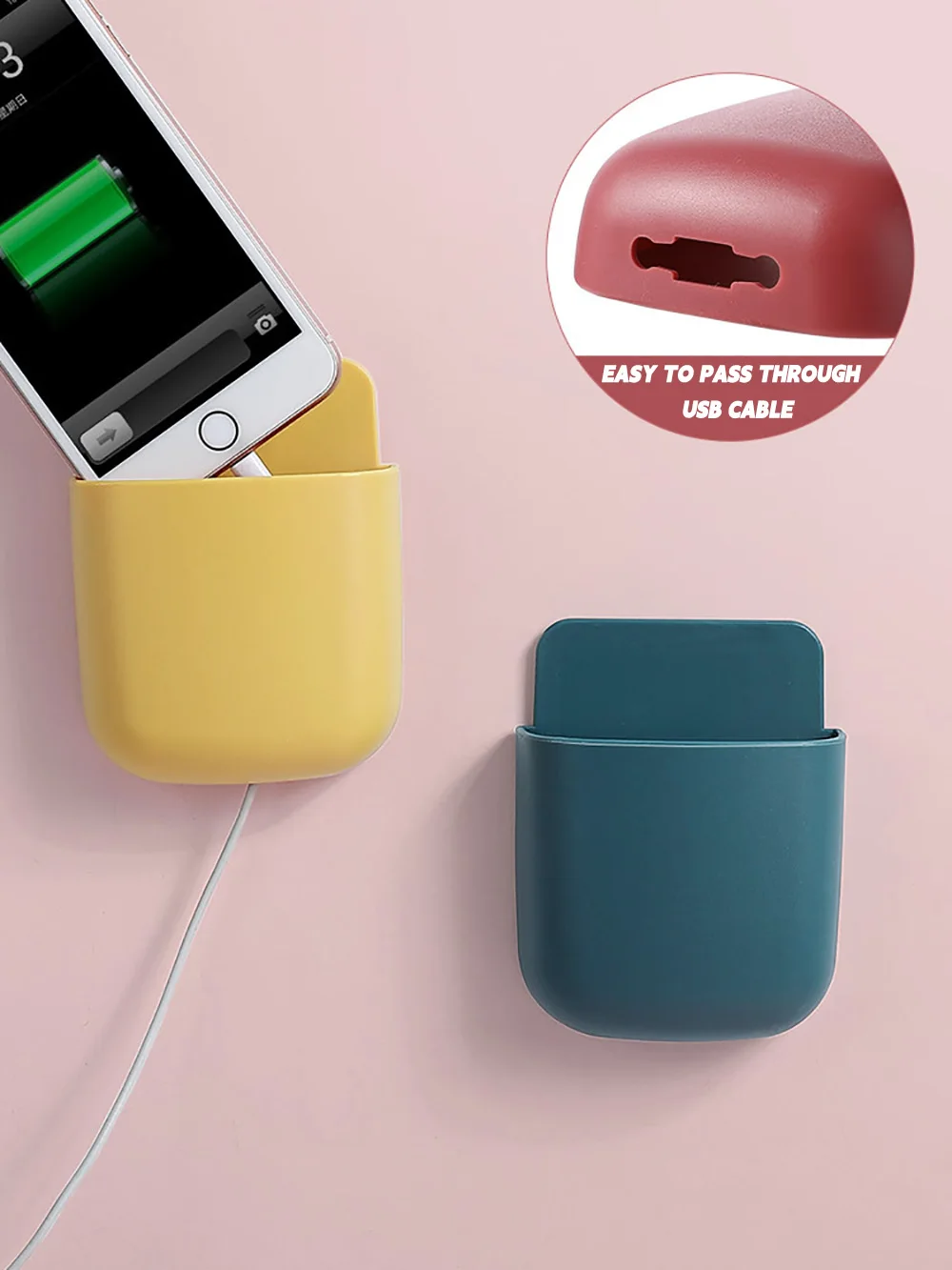 Wall Mounted Storage Box Mobile Phone Plug Holder Stand Rack Remote Control Storage Organizer Case For Air Conditioner TV