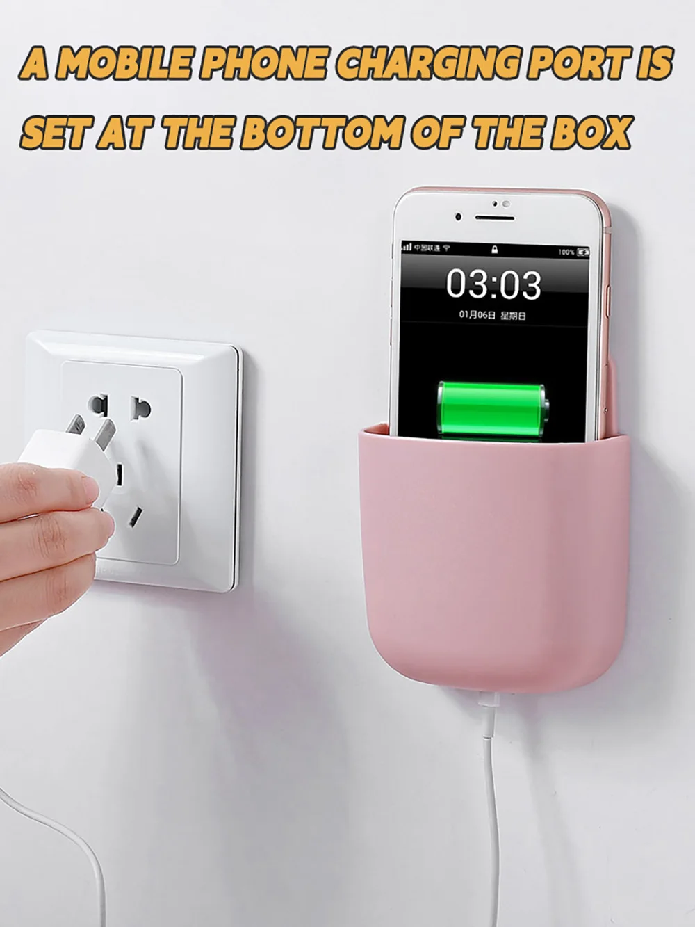 Wall Mounted Storage Box Mobile Phone Plug Holder Stand Rack Remote Control Storage Organizer Case For Air Conditioner TV