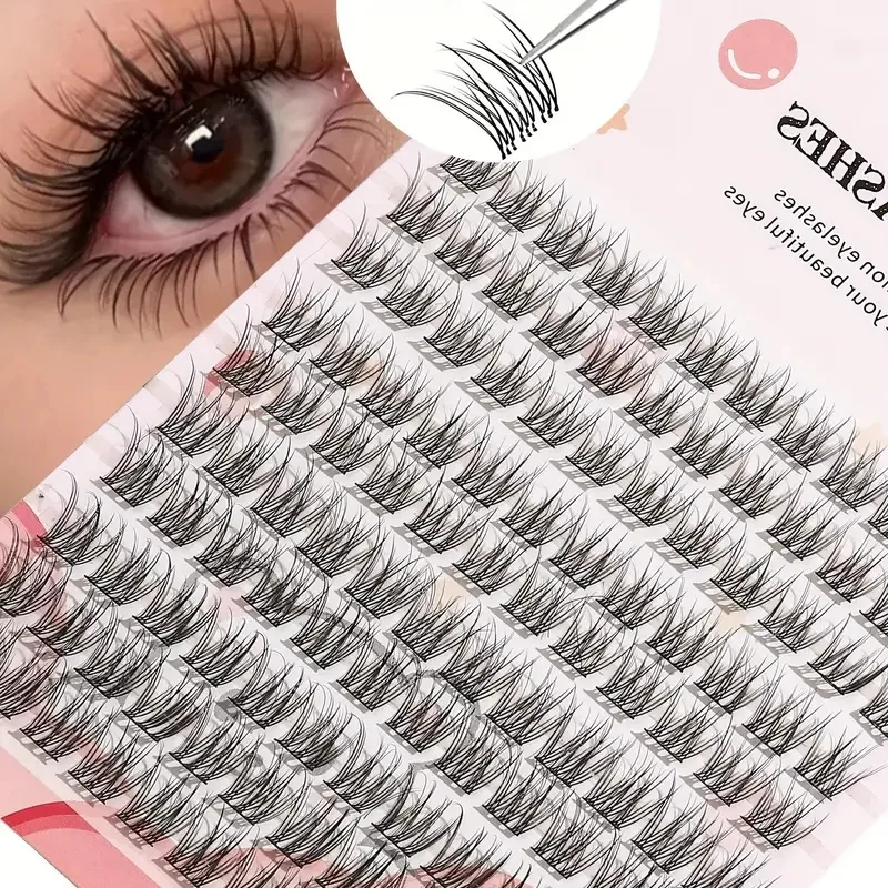 Easy-To-Apply False Eyelash Set, Thick Cartoon-Style Natural Look, Suitable for Beginners, Thick and Fluffy, Cross-Style Realistic Bundles, Suitable for Beginners, Curved Design, Reusable