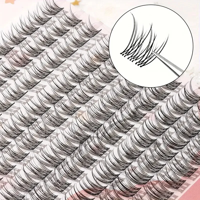 Easy-To-Apply False Eyelash Set, Thick Cartoon-Style Natural Look, Suitable for Beginners, Thick and Fluffy, Cross-Style Realistic Bundles, Suitable for Beginners, Curved Design, Reusable