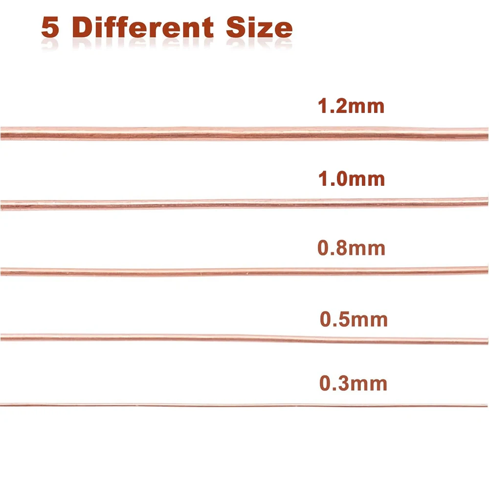 10M T2 Pure Copper Wire Round Coil Conductive Bare Copper Cable Wires for Electric Wire DIY Craft 0.3/0.5/0.8/1/1.2mm