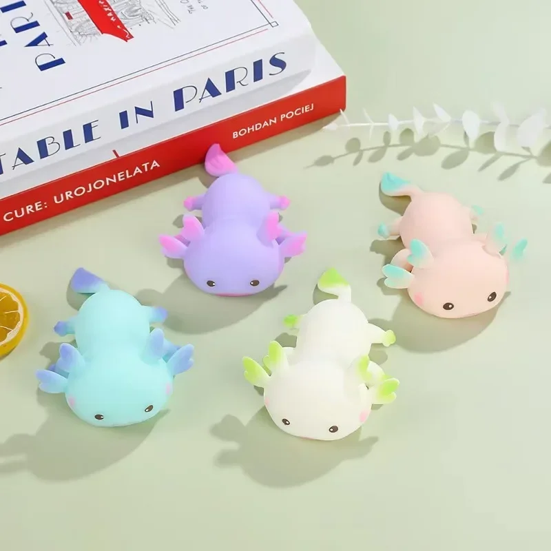 1/4pcs Axolotl Squeeze Ball Cute Fish Relax Cartoon Antistress Squishy Stress Relief Slow Rising For Adult Kids Stretch Toys