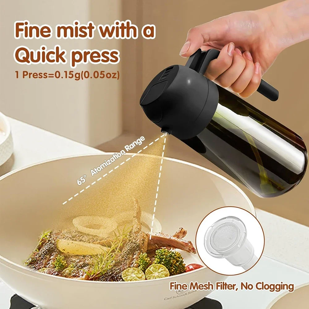 470ML/16oz Light-Blocking Dark Oil Sprayer for Cooking 2 in 1 Olive Oil Dispenser Bottle for Kitchen Dark Green Glass Oil Bottle