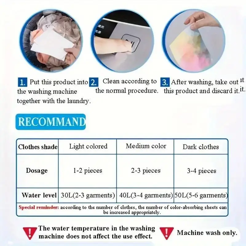 50Color Dye-Resistant Cloth for Laundry,No Chemical Composition,Mixed Laundry Anti-Penetration and Fade Protection,Universal Was