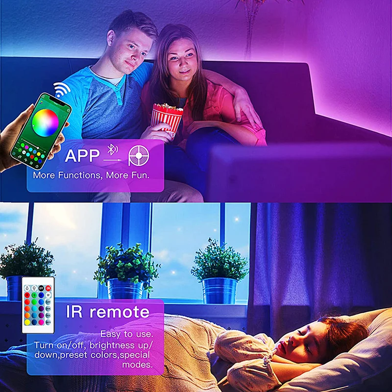 USB 5V LED Lights for TV with APP Control Flexible Ribbon Tape RGB5050 30leds/m TV LED Backlight Room Bedroom Decor Lighting