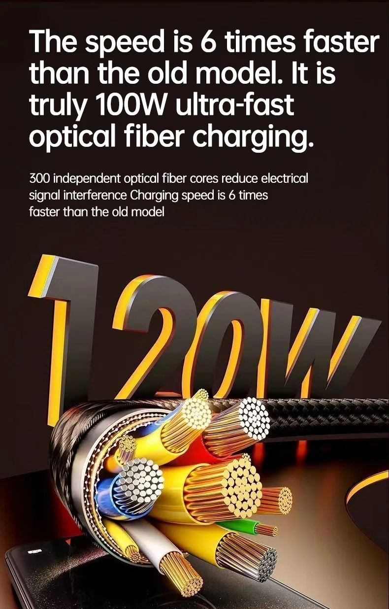 OOZCC 120W Type C Fast Charging Cable 6A USBA to Type C Nylon Data Cord for Xiaomi Samsung With Led Display USB C Cable