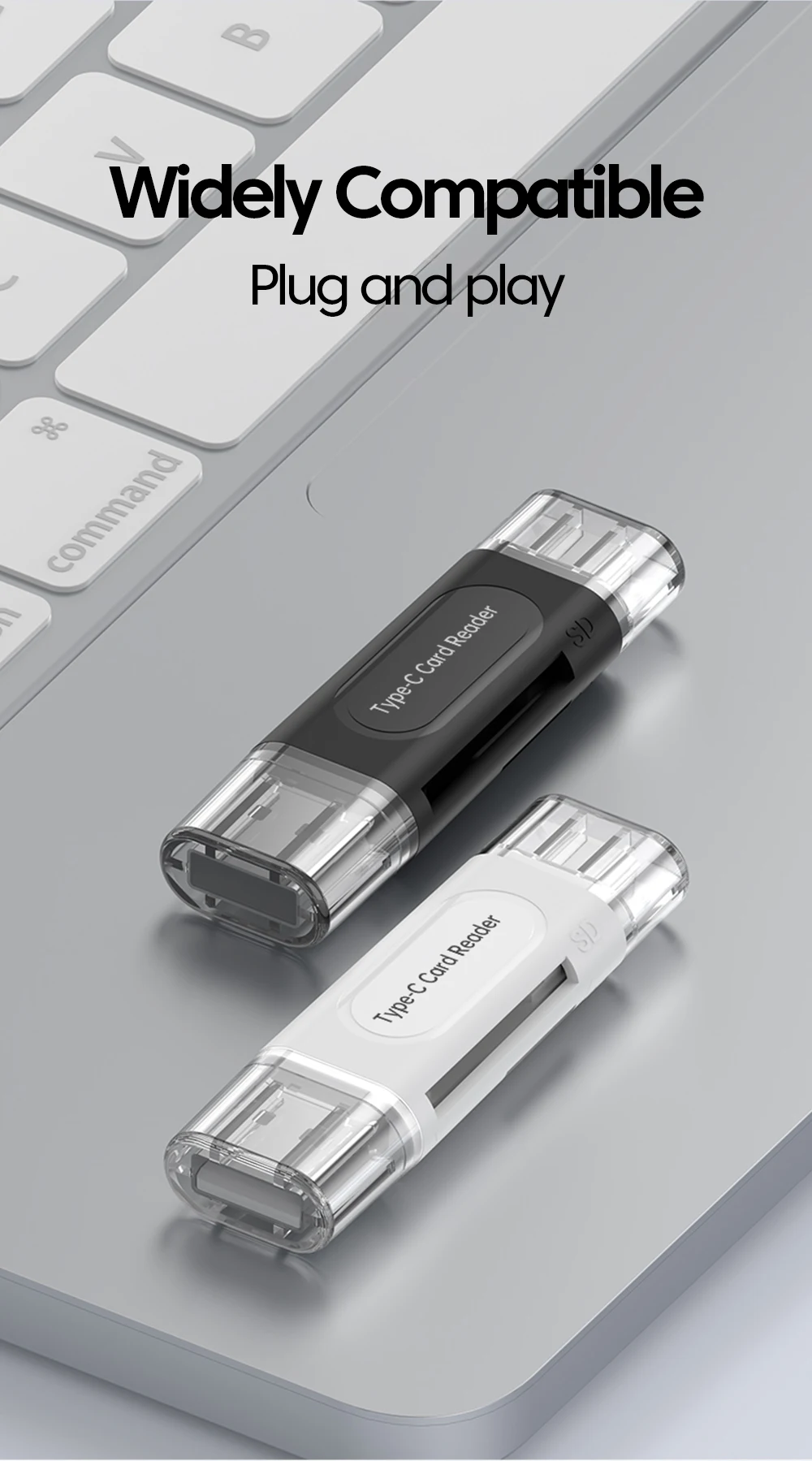 4-in-1 Multifunction USB TYPE-C Card Reader External Storage Black Stretch for Memory Stick USB 2.0 Mini SD TF Card Reader