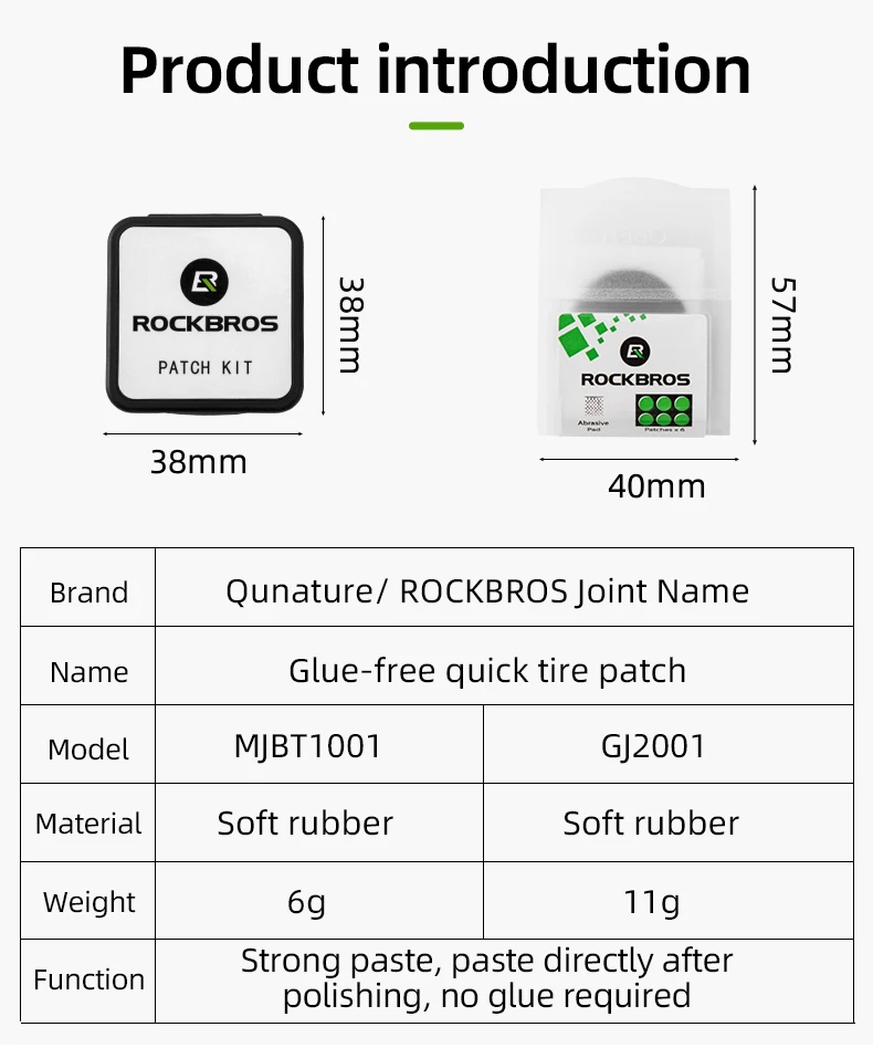 ROCKBROS Glue-free Repair Tool Bicycle Tire Repair Kit Tire Patch Mountain Road Tire Inner Tube Repair Box