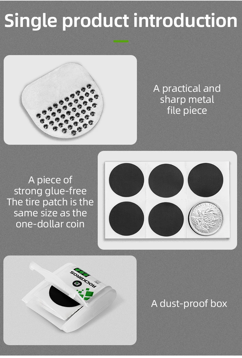 ROCKBROS Glue-free Repair Tool Bicycle Tire Repair Kit Tire Patch Mountain Road Tire Inner Tube Repair Box