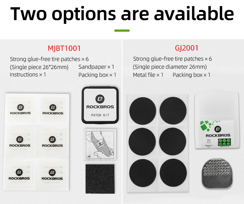 ROCKBROS Glue-free Repair Tool Bicycle Tire Repair Kit Tire Patch Mountain Road Tire Inner Tube Repair Box