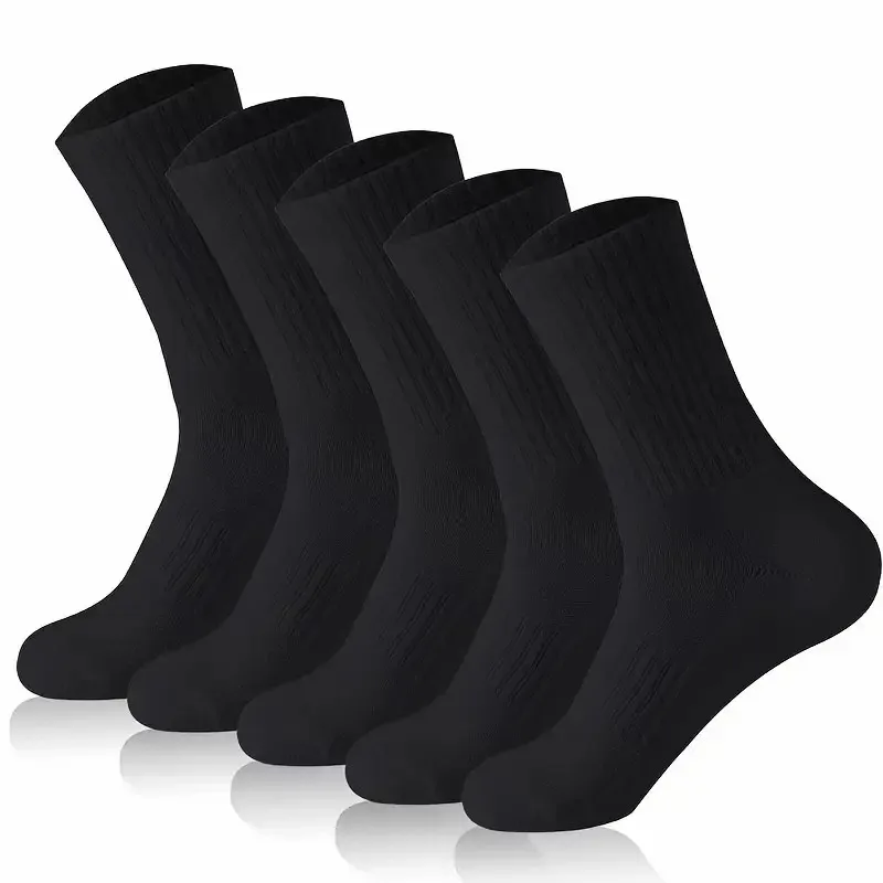 5/10/20 Pairs Neutral Solid Color Round Neck Socks Spring Summer Sweat Absorbing Breathable Comfortable All-season Sports Socks