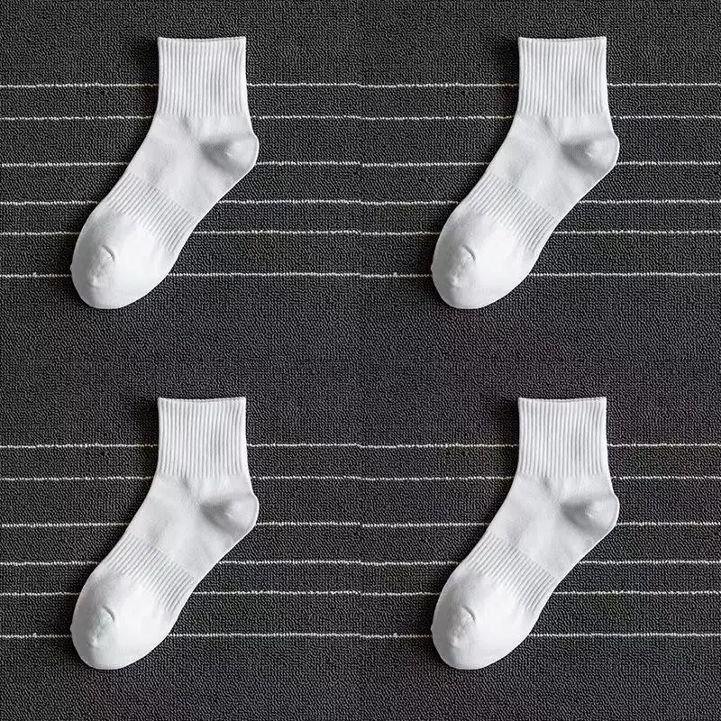 5/10/20 Pairs Neutral Solid Color Round Neck Socks Spring Summer Sweat Absorbing Breathable Comfortable All-season Sports Socks