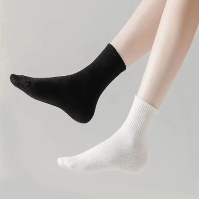 5/10/20 Pairs Neutral Solid Color Round Neck Socks Spring Summer Sweat Absorbing Breathable Comfortable All-season Sports Socks
