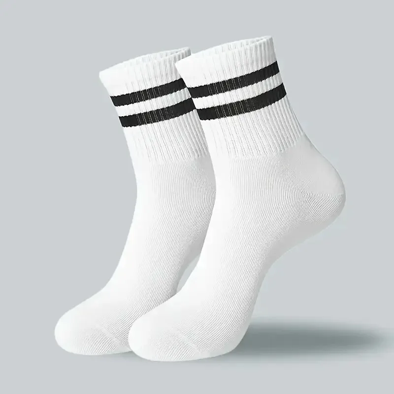5/10/20 Pairs Neutral Solid Color Round Neck Socks Spring Summer Sweat Absorbing Breathable Comfortable All-season Sports Socks